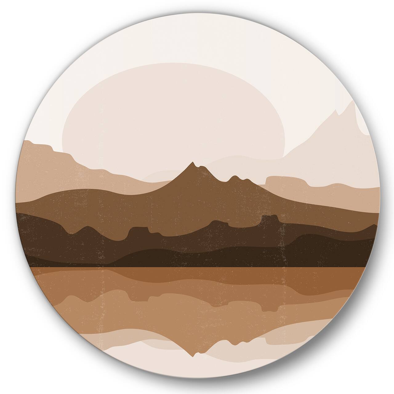 Designart - Minimalist Terracotta Landscape - Modern Metal Circle Wall Art